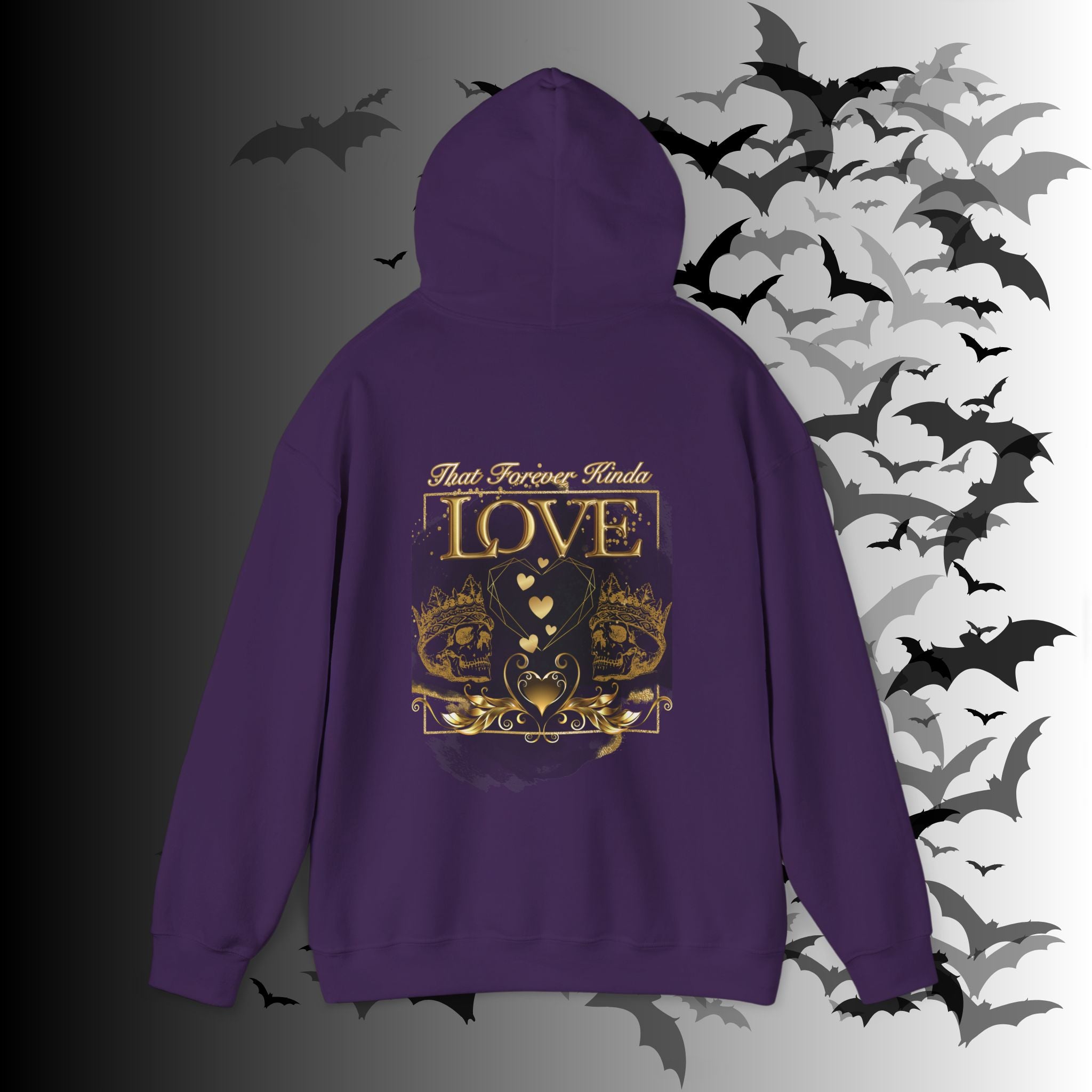 That Forever Kinda Love Hoodie — Gothic Gold Skull Couples Pullover