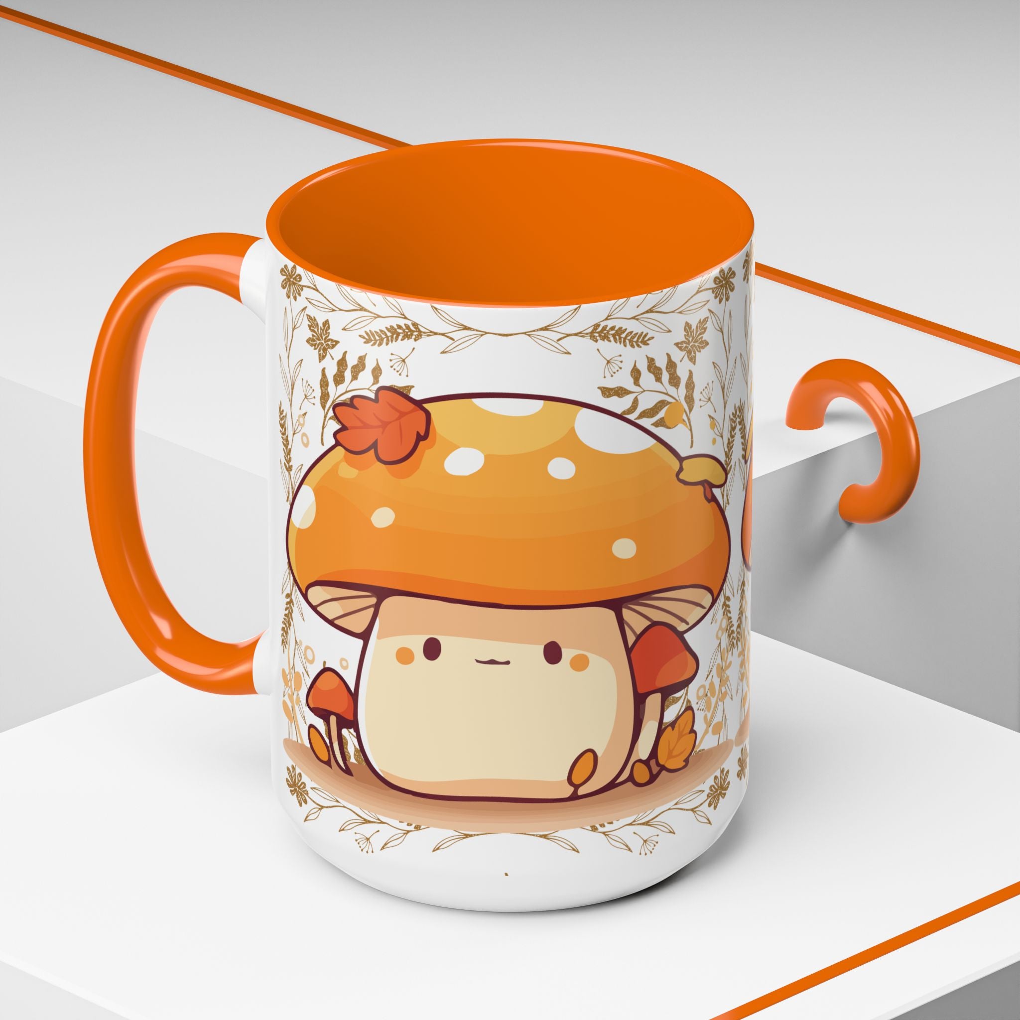 Autumn Mushroom Cute Coffee Mug — Fall Kawaii Accent Mug (11/15oz)