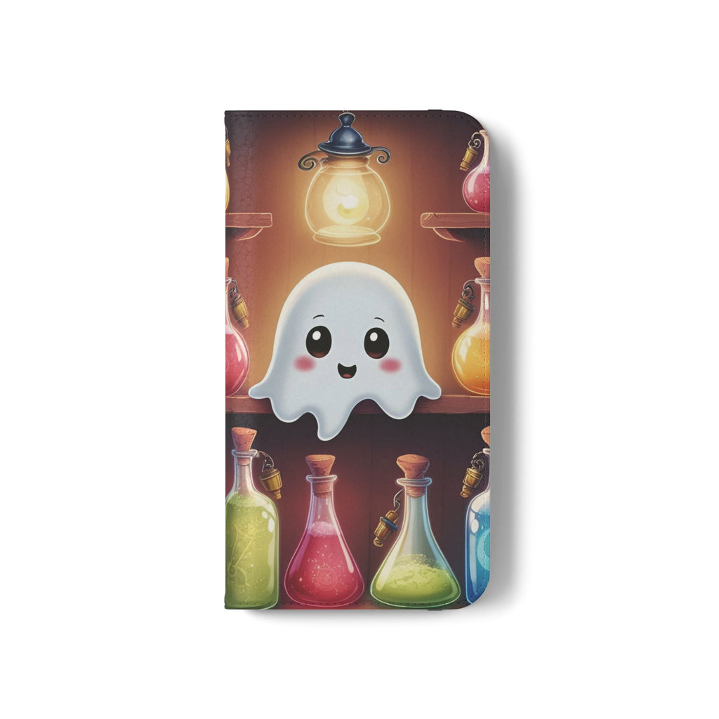 Apothecary Ghost Flip Wallet Case - Spooky Halloween Phone Case - Gothic Ghost Smartphone Case -  Ghost on a Shelf Wallet Case