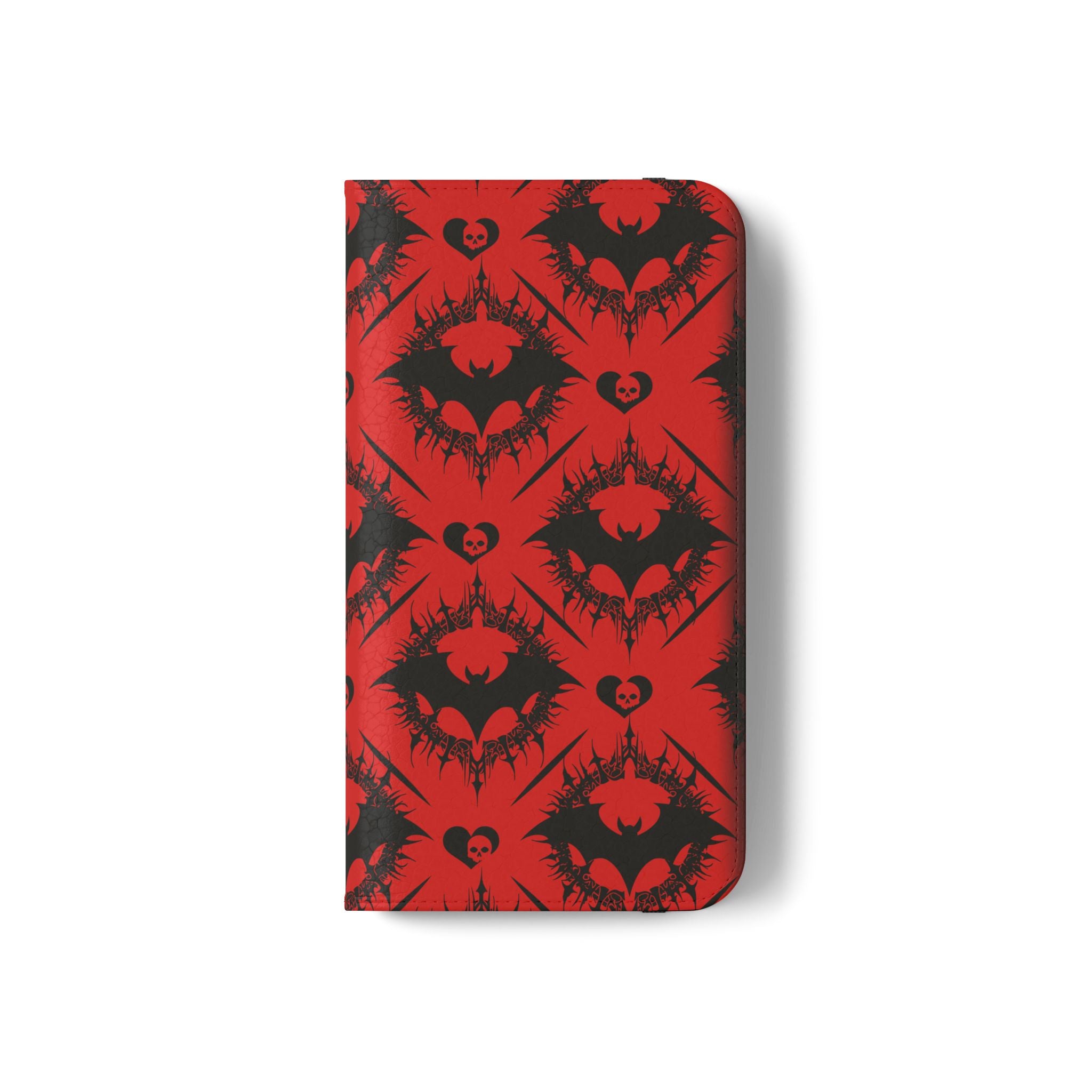 Gothic Bat Wallet Flip Case - Elegant Goth Phone Wallet - Bat Pattern Flip Case - Gothic Phone Case - Stylish Wallet Phone Case
