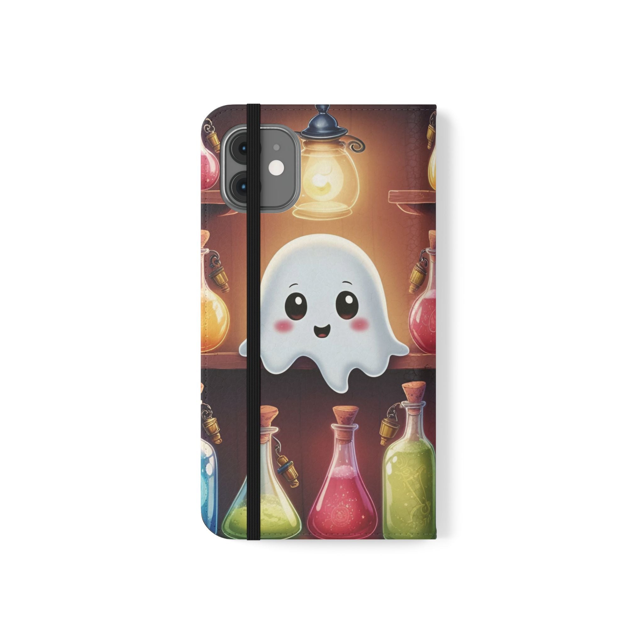 Apothecary Ghost Flip Wallet Case - Spooky Halloween Phone Case - Gothic Ghost Smartphone Case -  Ghost on a Shelf Wallet Case