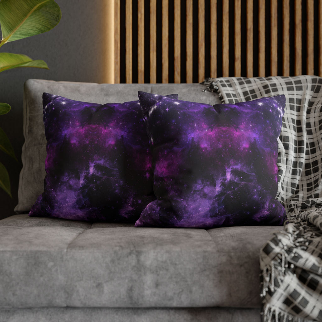 Purple Galaxy Cosmic Throw Pillow — Dark Celestial Witchy Home Decor