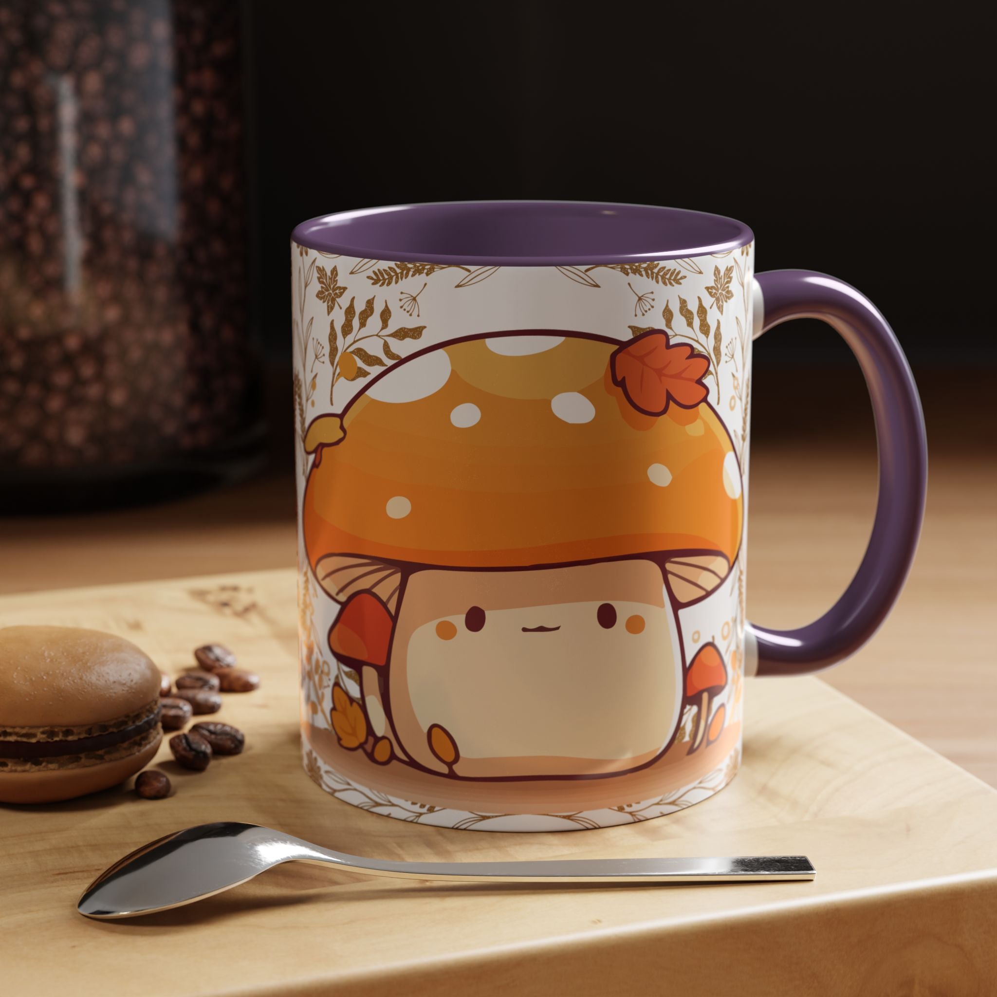Autumn Mushroom Cute Coffee Mug — Fall Kawaii Accent Mug (11/15oz)