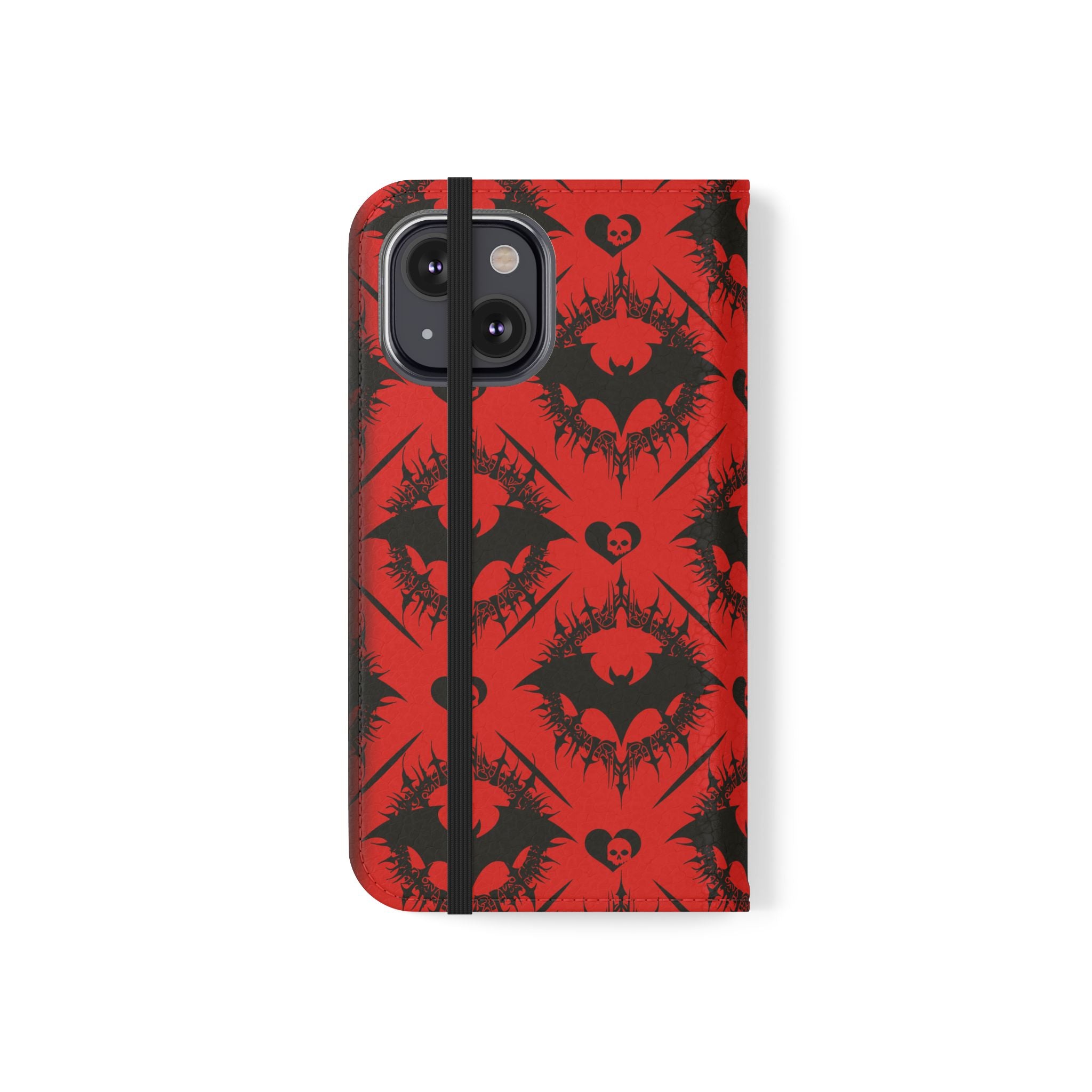 Gothic Bat Wallet Flip Case - Elegant Goth Phone Wallet - Bat Pattern Flip Case - Gothic Phone Case - Stylish Wallet Phone Case