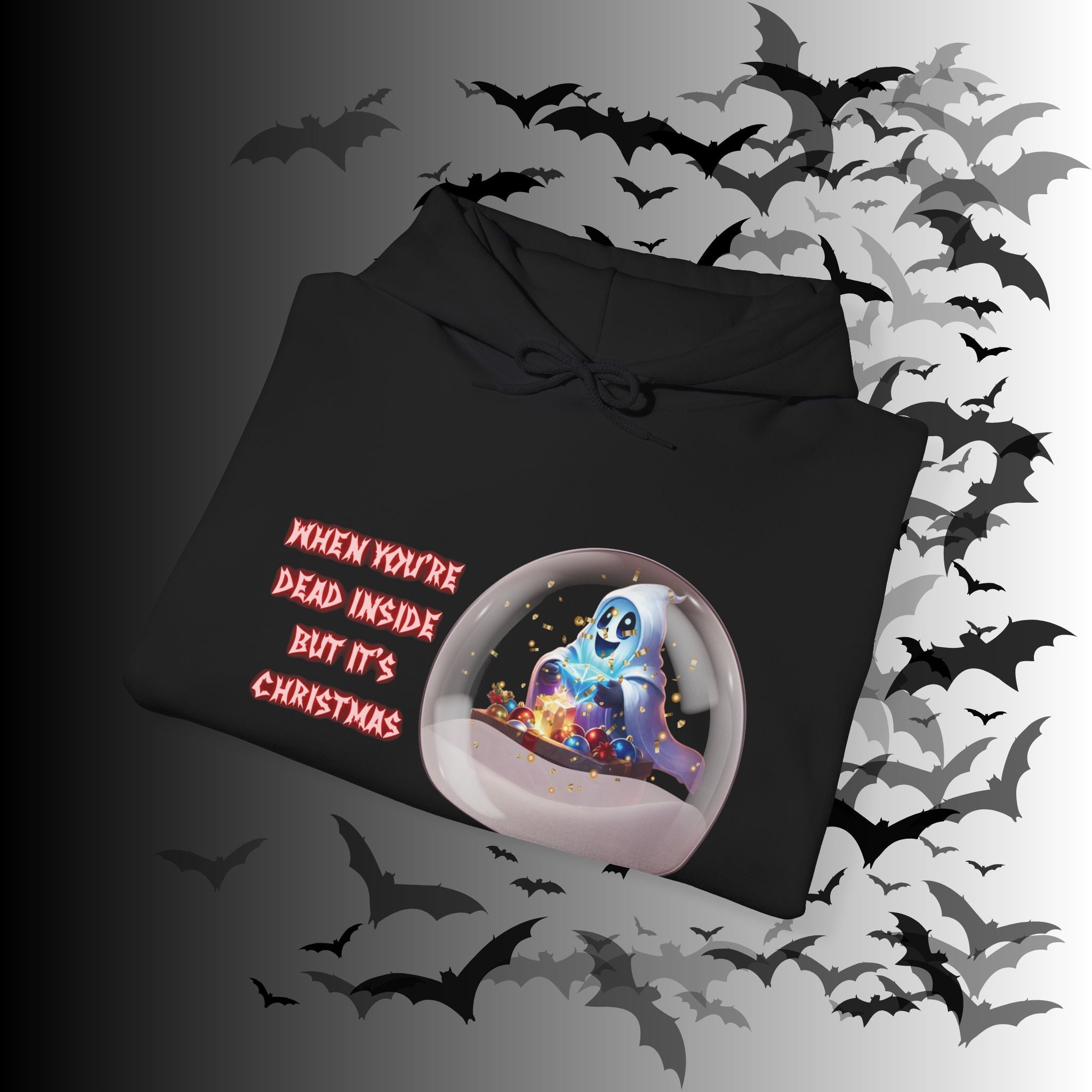 When You're Dead Inside But It's Christmas Hoodie — Ghost Snow Globe Pullover
