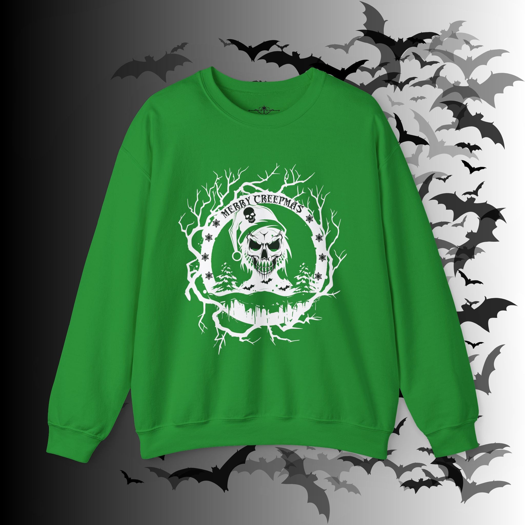 Merry Creepmas Crewneck Sweatshirt — Gothic Christmas Skull Santa