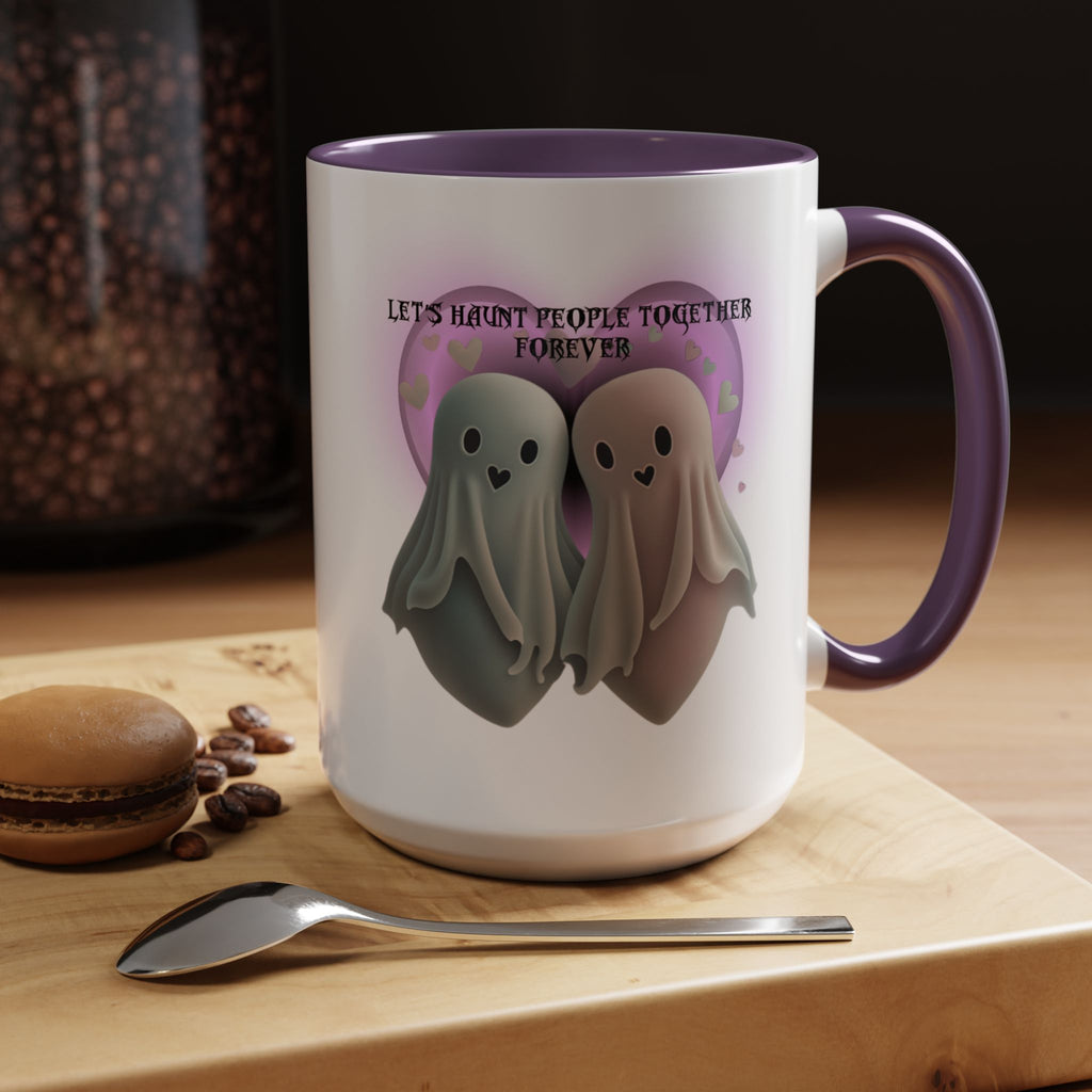 Let's Haunt People Together Forever Coffee Mug — Valloween Ghost Couple Accent Mug