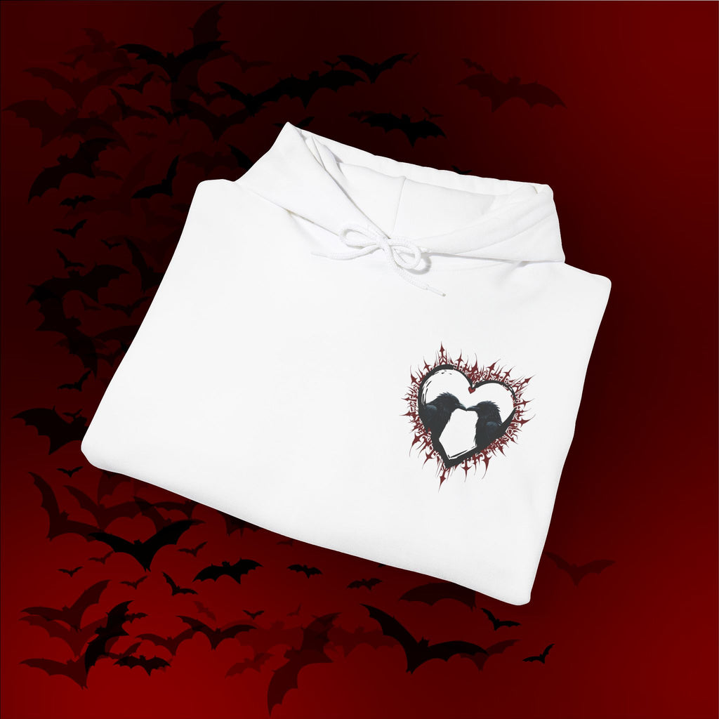 Gothic Raven Heart Hoodie — Dark Romance Valentine's Day Couples Pullover