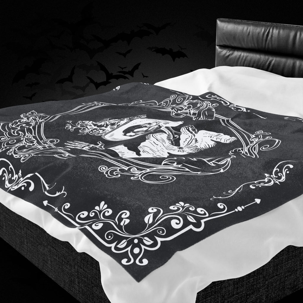 Victorian Skeleton Throw Blanket — Gothic Dark Academia Home Decor