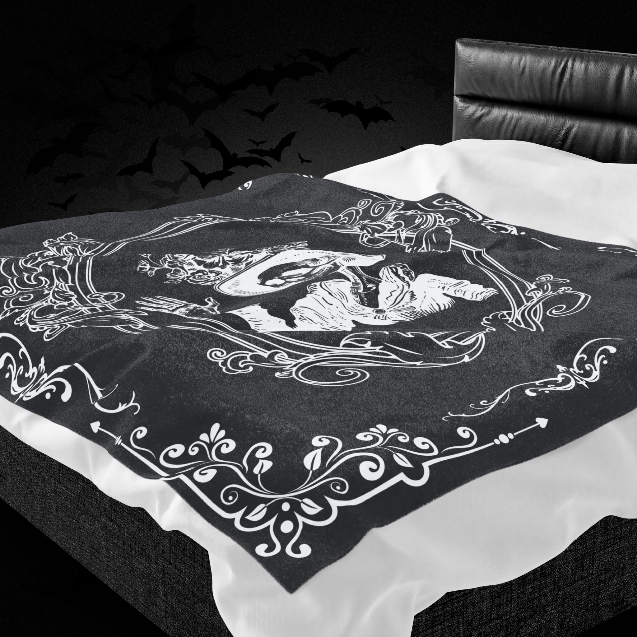 Victorian Skeleton Throw Blanket — Gothic Dark Academia Home Decor