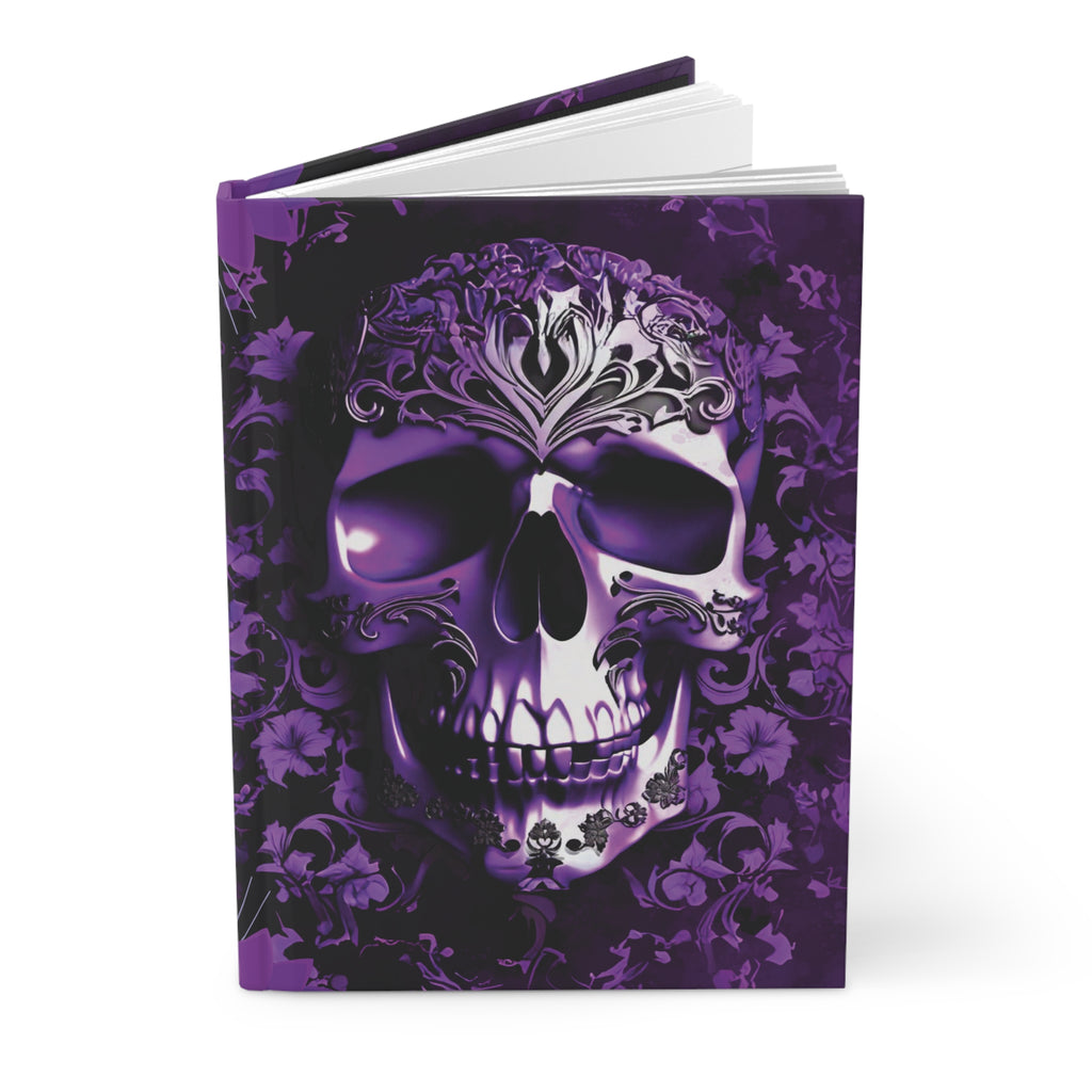 Gothic Purple Skull Journal — Dark Floral Baroque Hardcover Spell Book