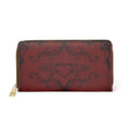 Dark Academia Gothic Heart Wallet | Crimson Floral Faux Leather Zipper Clutch