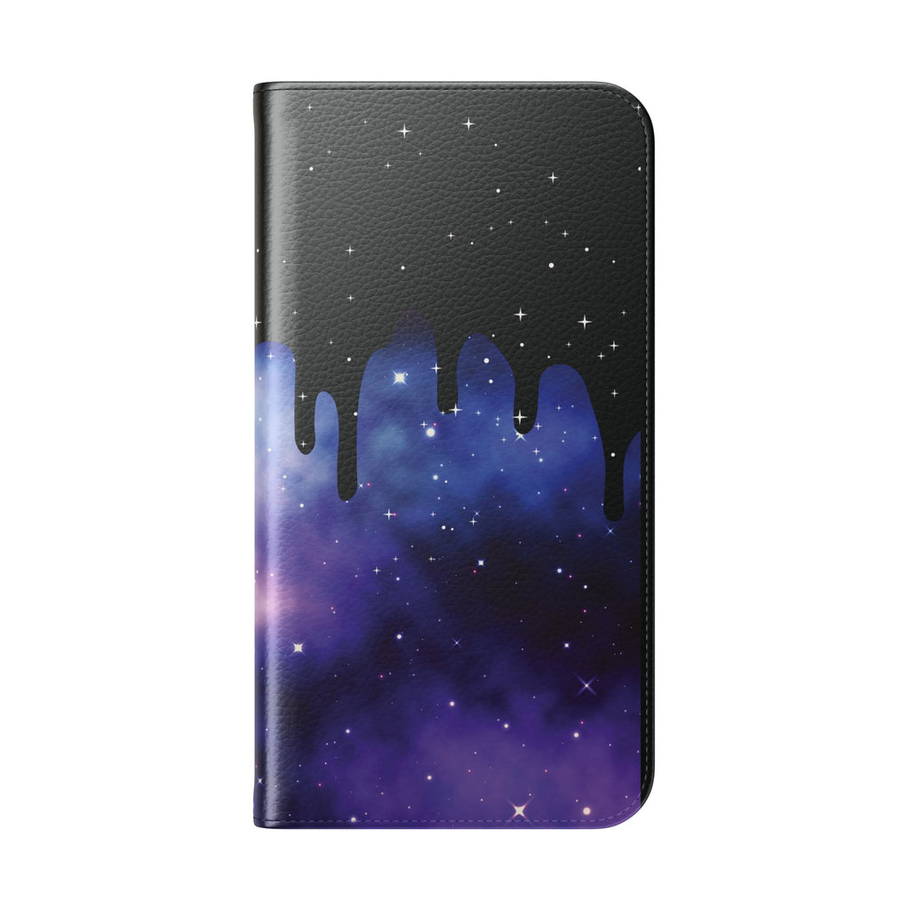Pastel Goth Drippy Galaxy Flip Wallet Phone Case - Wallet Case for Samsung and iPhone - Gothic Style Wallet Phone Cases