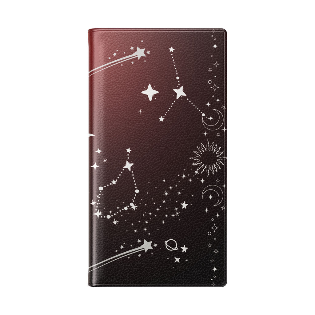 Gothic Celestial Black and Red Flip Wallet Case for iPhone and Samsung Galaxy Phones