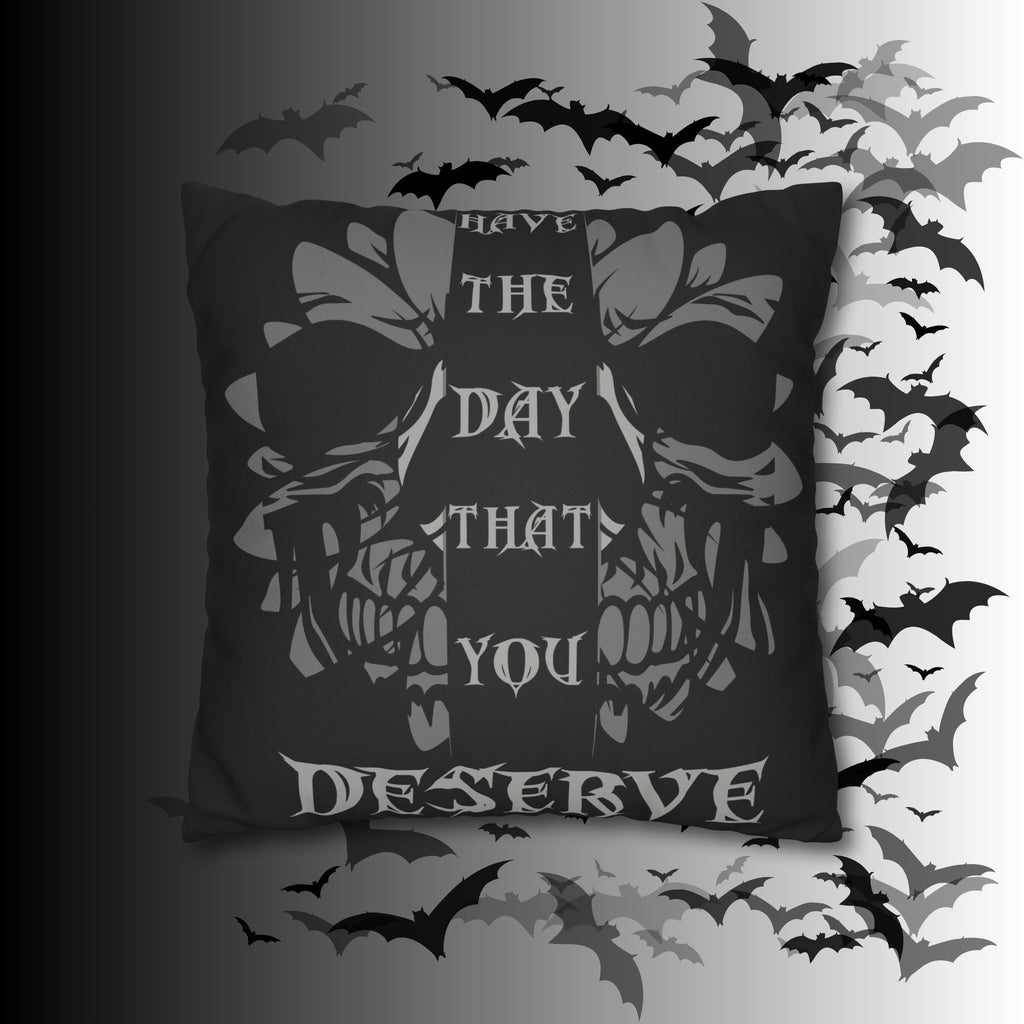 Gothic Floral Skull Throw Pillow — Dark Botanical Moody Home Decor