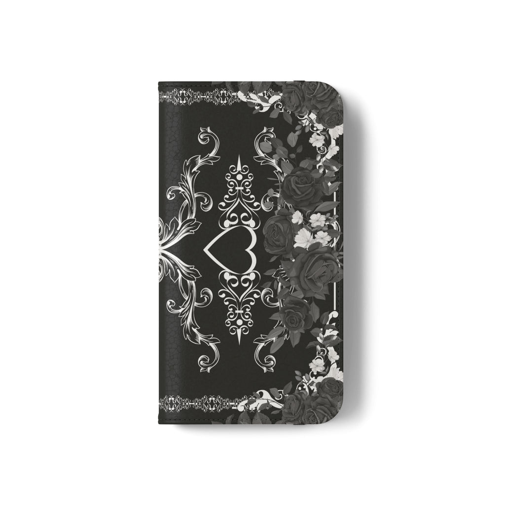 Romantic Goth Wallet Flip Case - Goth Botanical Phone Case