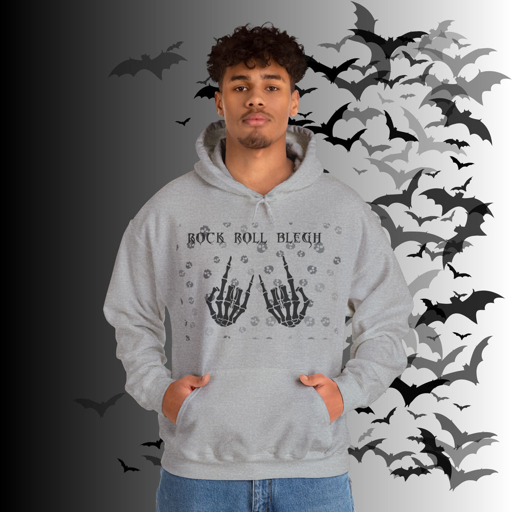 Rock Roll Blegh Hoodie — Skeleton Hands Gothic Music Pullover