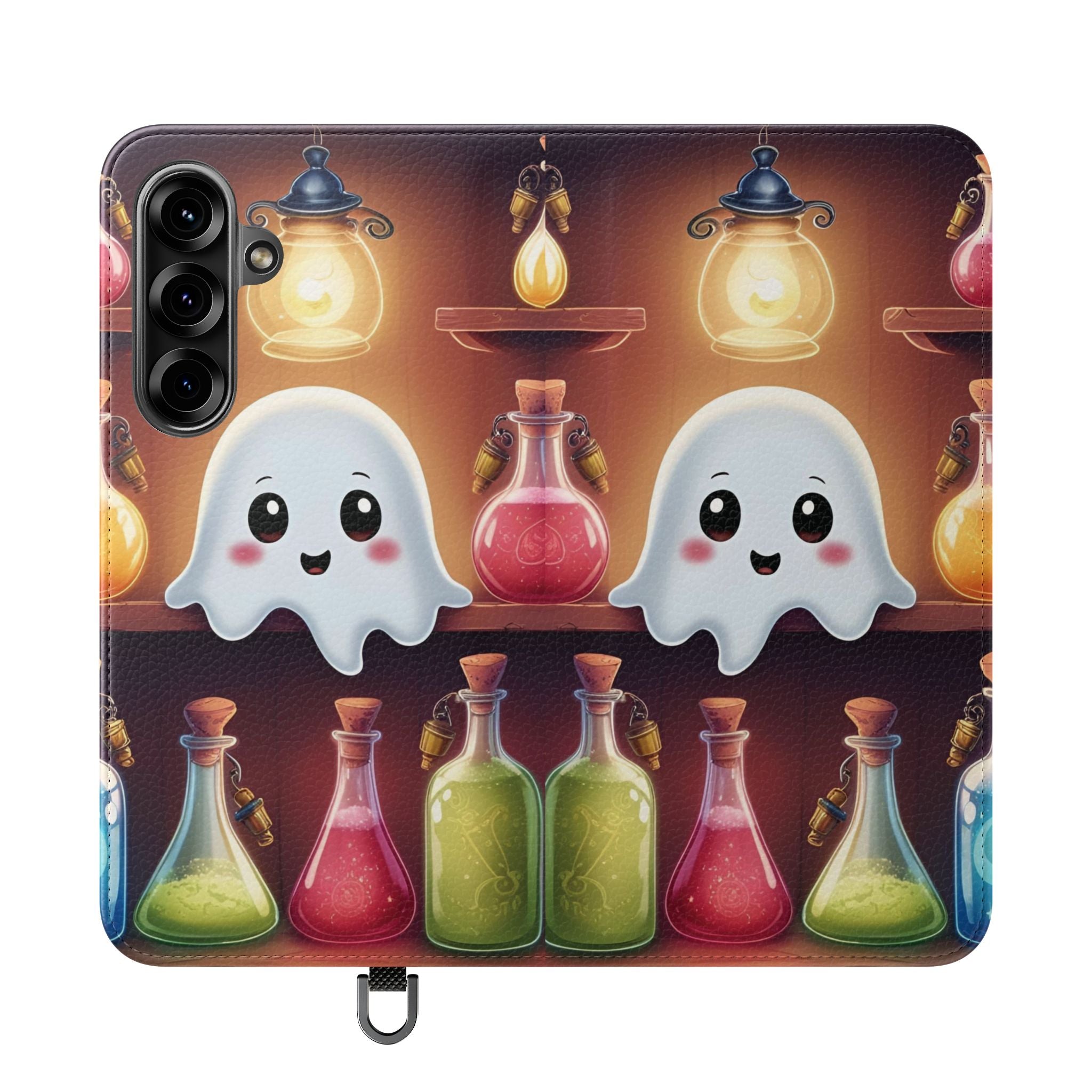 Apothecary Ghost Flip Wallet Case - Spooky Halloween Phone Case - Gothic Ghost Smartphone Case -  Ghost on a Shelf Wallet Case