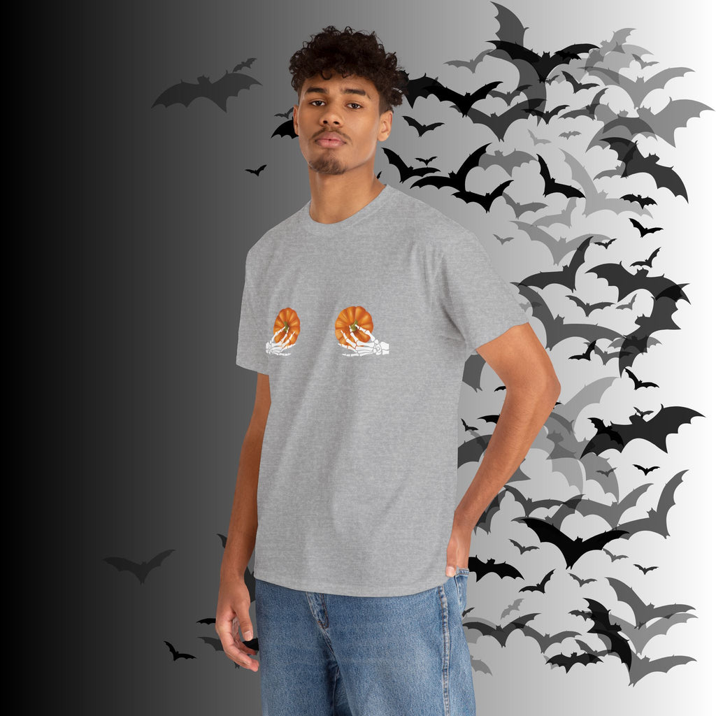Skeleton Hands Pumpkin Halloween T-Shirt — Funny Spooky Season Tee