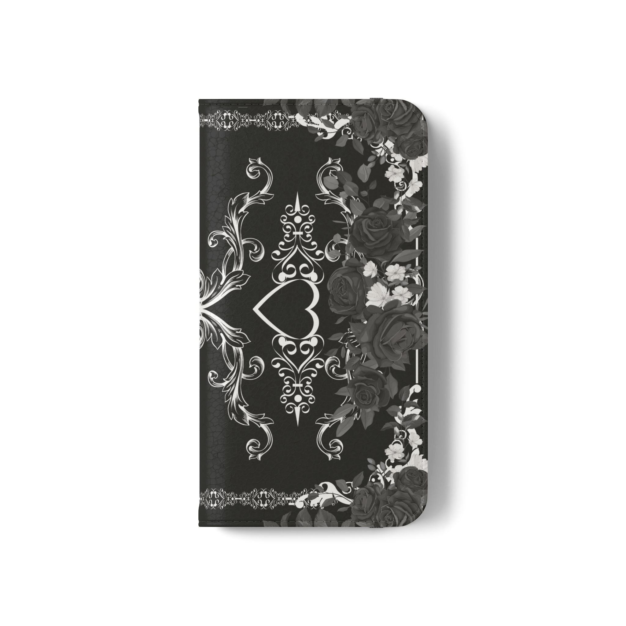 Romantic Goth Wallet Flip Case - Goth Botanical Phone Case