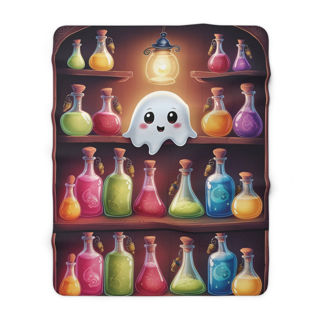 Apothecary Ghost Potion Shelf Throw Blanket — Whimsigoth Home Decor