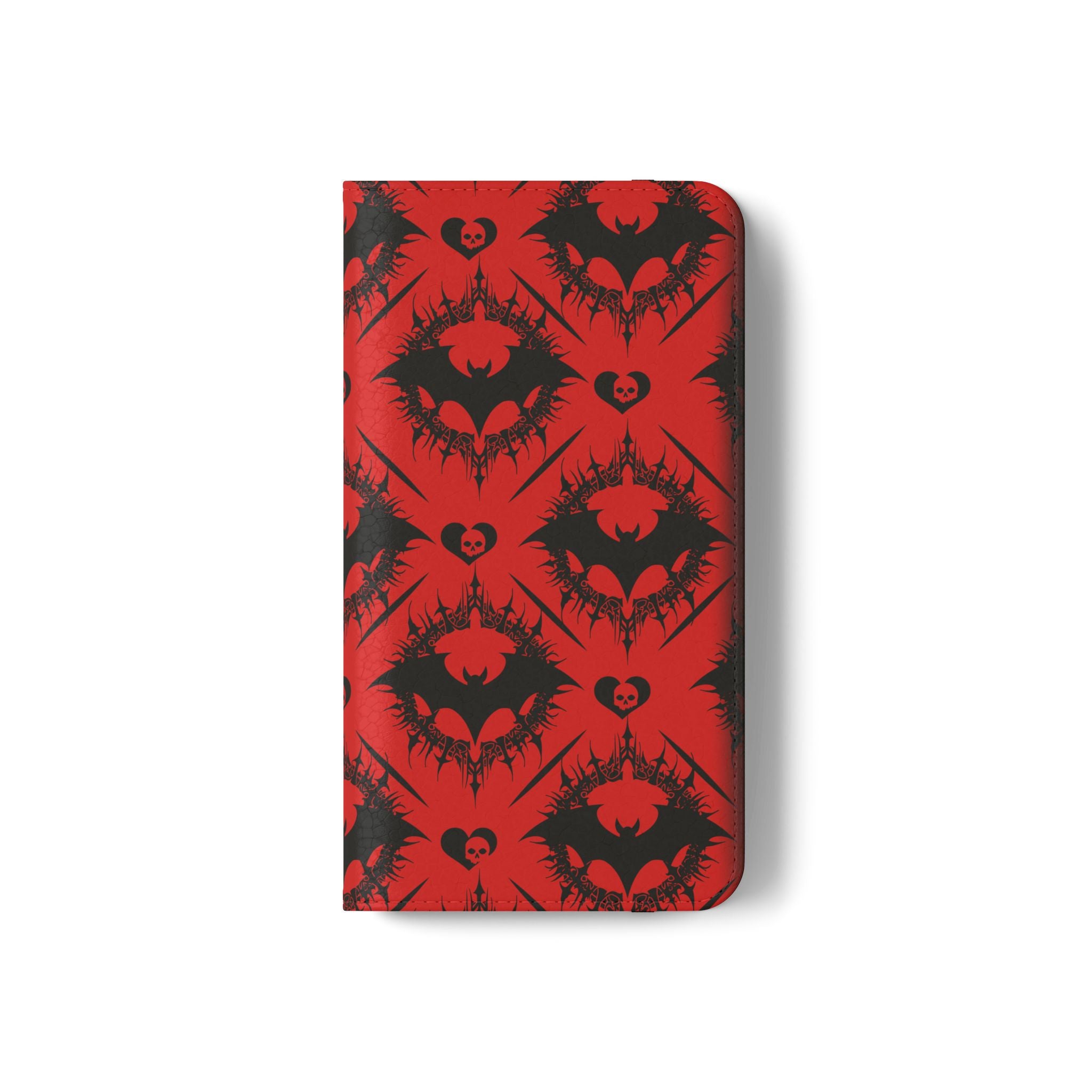 Gothic Bat Wallet Flip Case - Elegant Goth Phone Wallet - Bat Pattern Flip Case - Gothic Phone Case - Stylish Wallet Phone Case