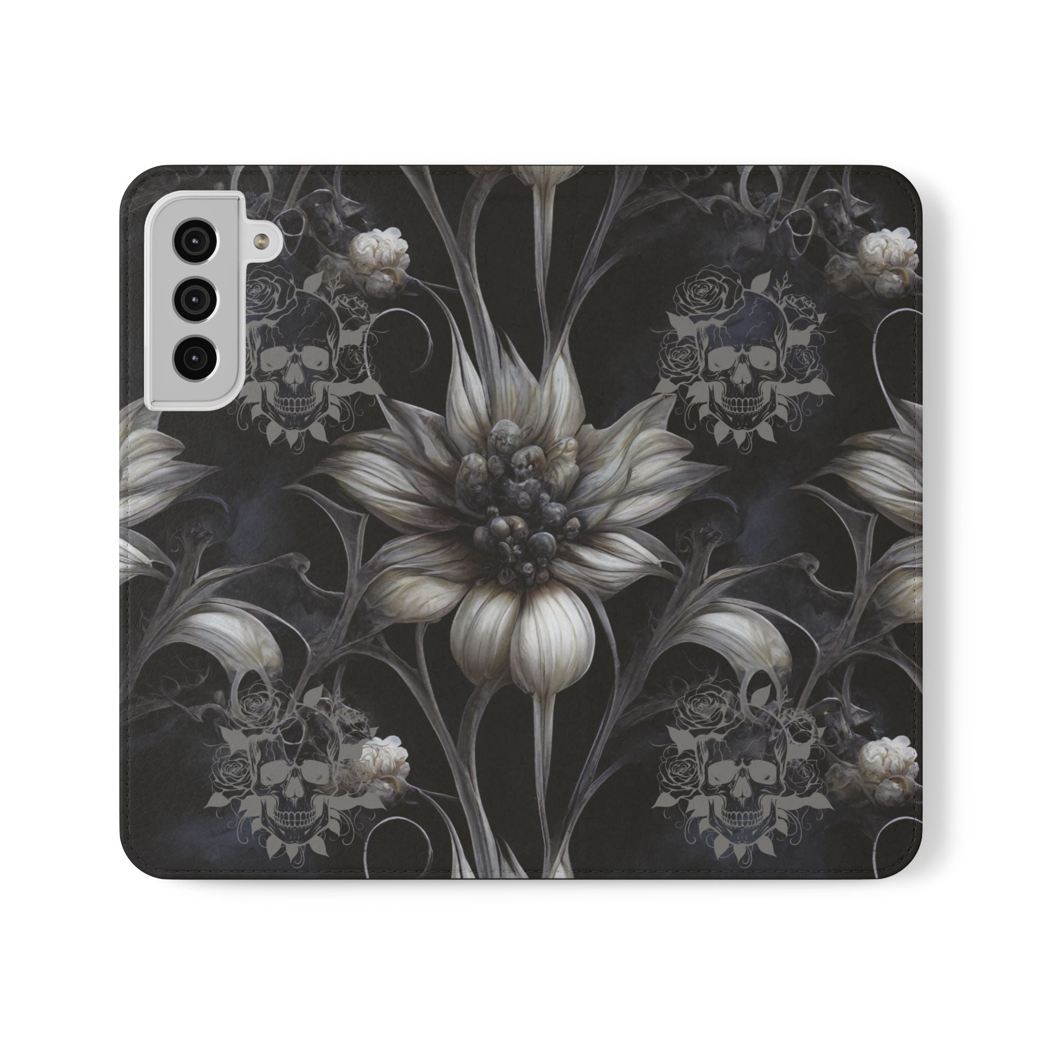 Goth Botanical Flip Wallet Case for iPhone and Samsung Galaxy Phones