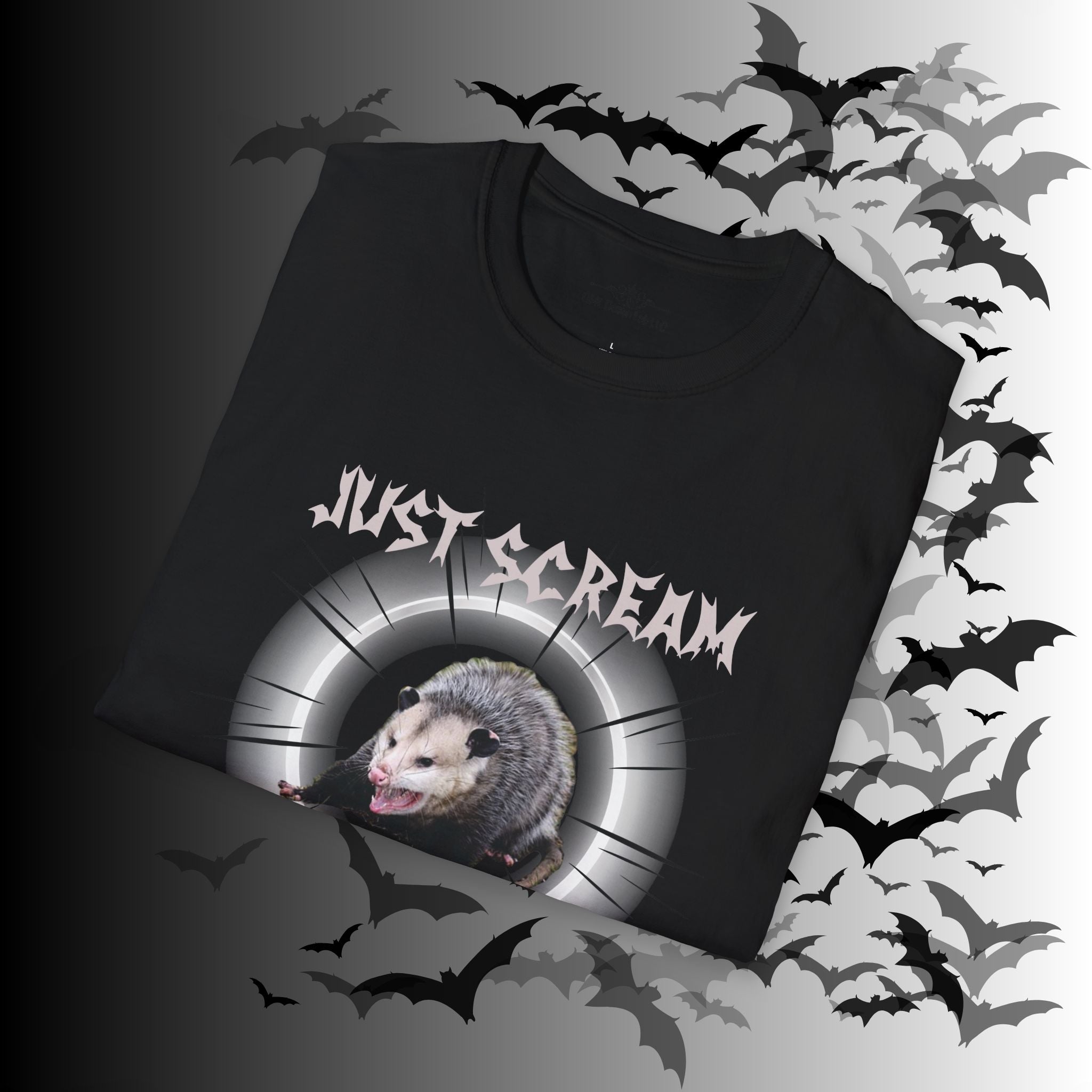 "Just Scream" Possum T-Shirt — Edgy Humor Gothic Tee