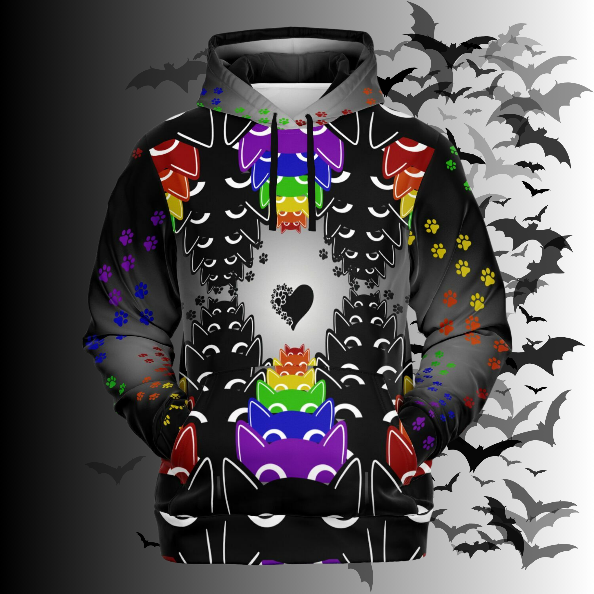 Rainbow Cats All Over Print Hoodie