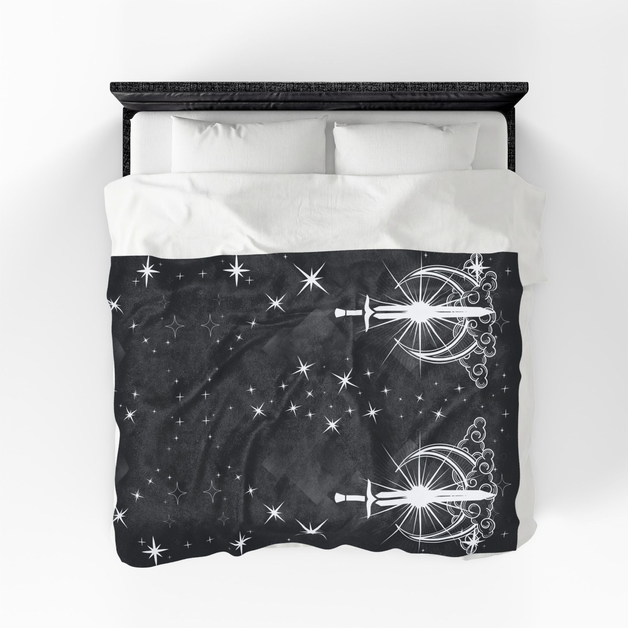 Gothic Moon Sword Blanket: Celestial Velveteen or Sherpa Throw