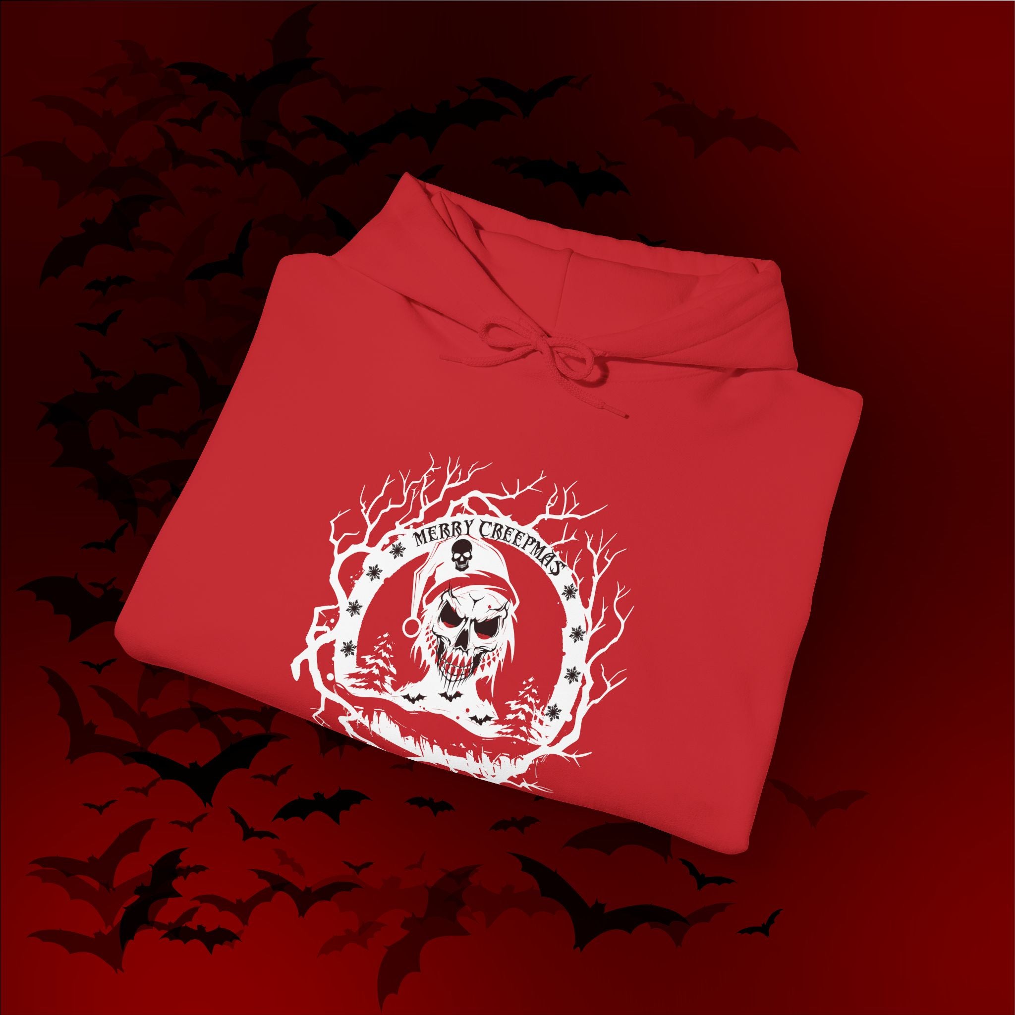 Merry Creepmas Hoodie — Gothic Christmas Skull Santa Pullover