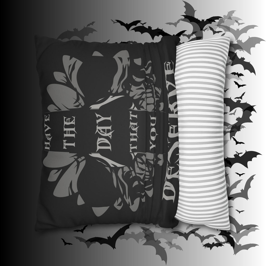 Gothic Floral Skull Throw Pillow — Dark Botanical Moody Home Decor