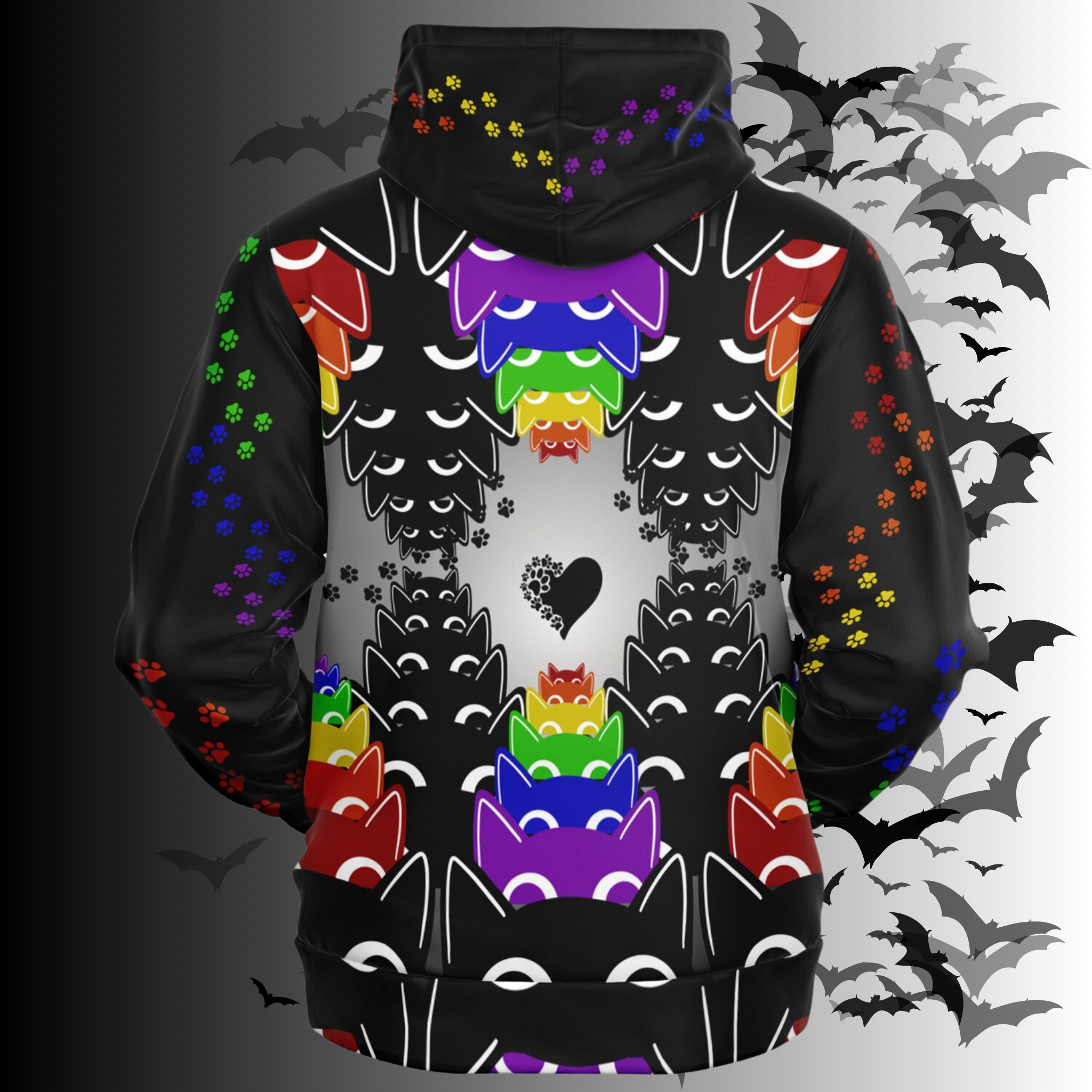 Rainbow Cats All Over Print Zip Hoodie