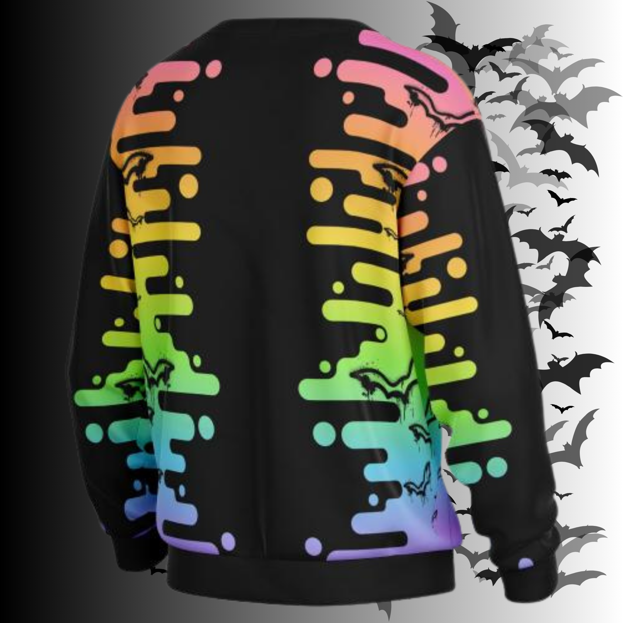 Neon Rainbow Drip Bat All Over Print Cardigan