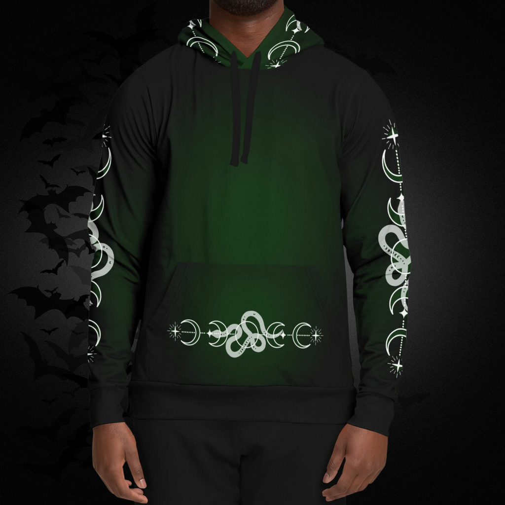 Celestial Serpent All Over Print Hoodie – Forest Green