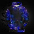 Hoodie with galaxy design on a dark background