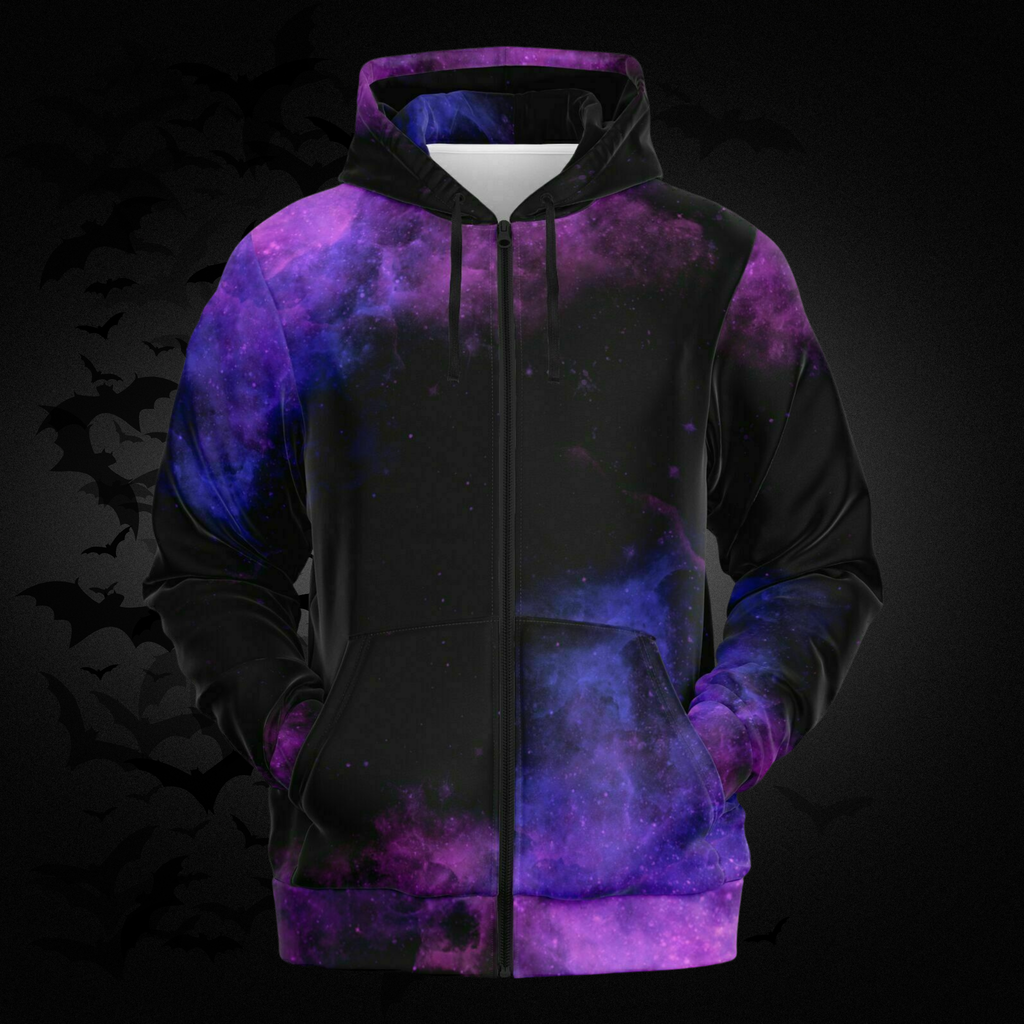 Purple Galaxy Nebula All Over Print Zip Hoodie