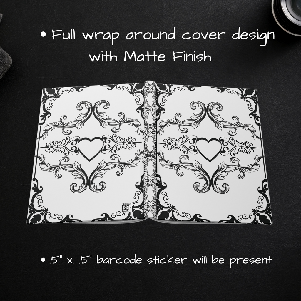 Gothic Dark Romance Journal — Victorian Scrollwork Hardcover in Black & White