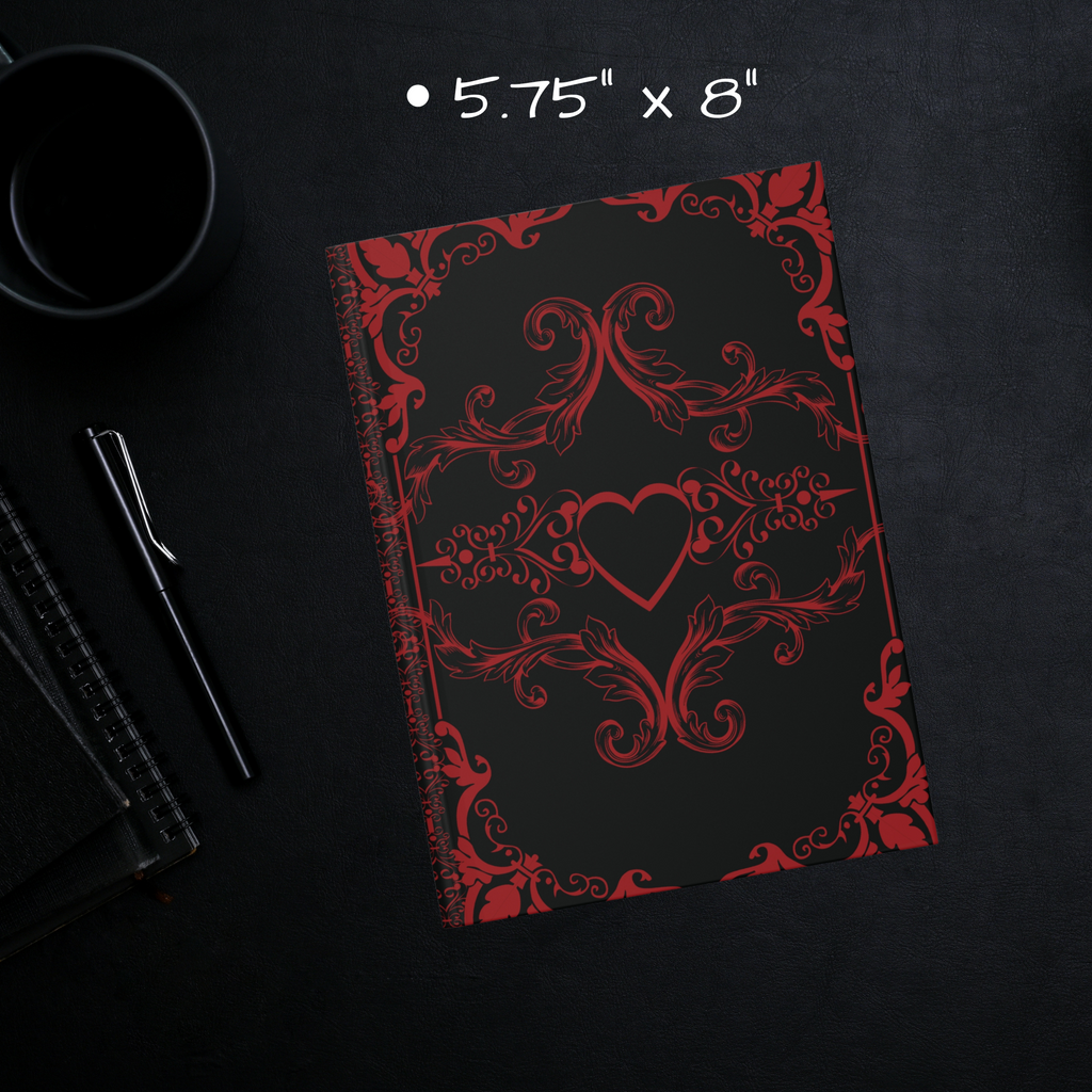 Gothic Dark Romance Journal — Red & Black Victorian Heart Hardcover