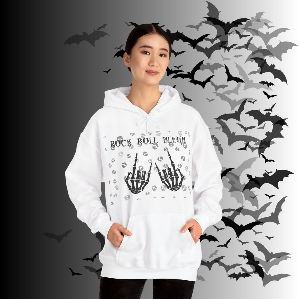 Rock Roll Blegh Hoodie — Skeleton Hands Gothic Music Pullover