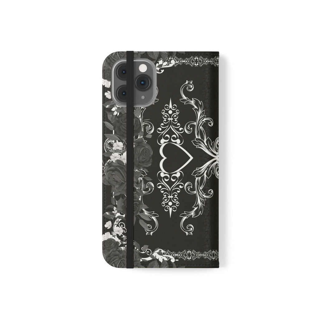 Romantic Goth Wallet Flip Case - Goth Botanical Phone Case