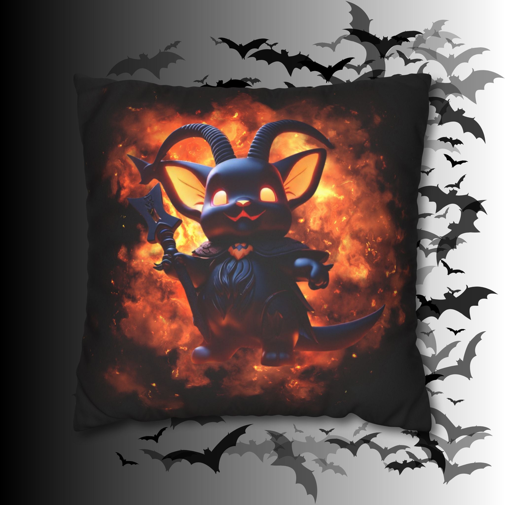 Cute Baphomet Throw Pillow — Gothic Occult Dark Home Decor