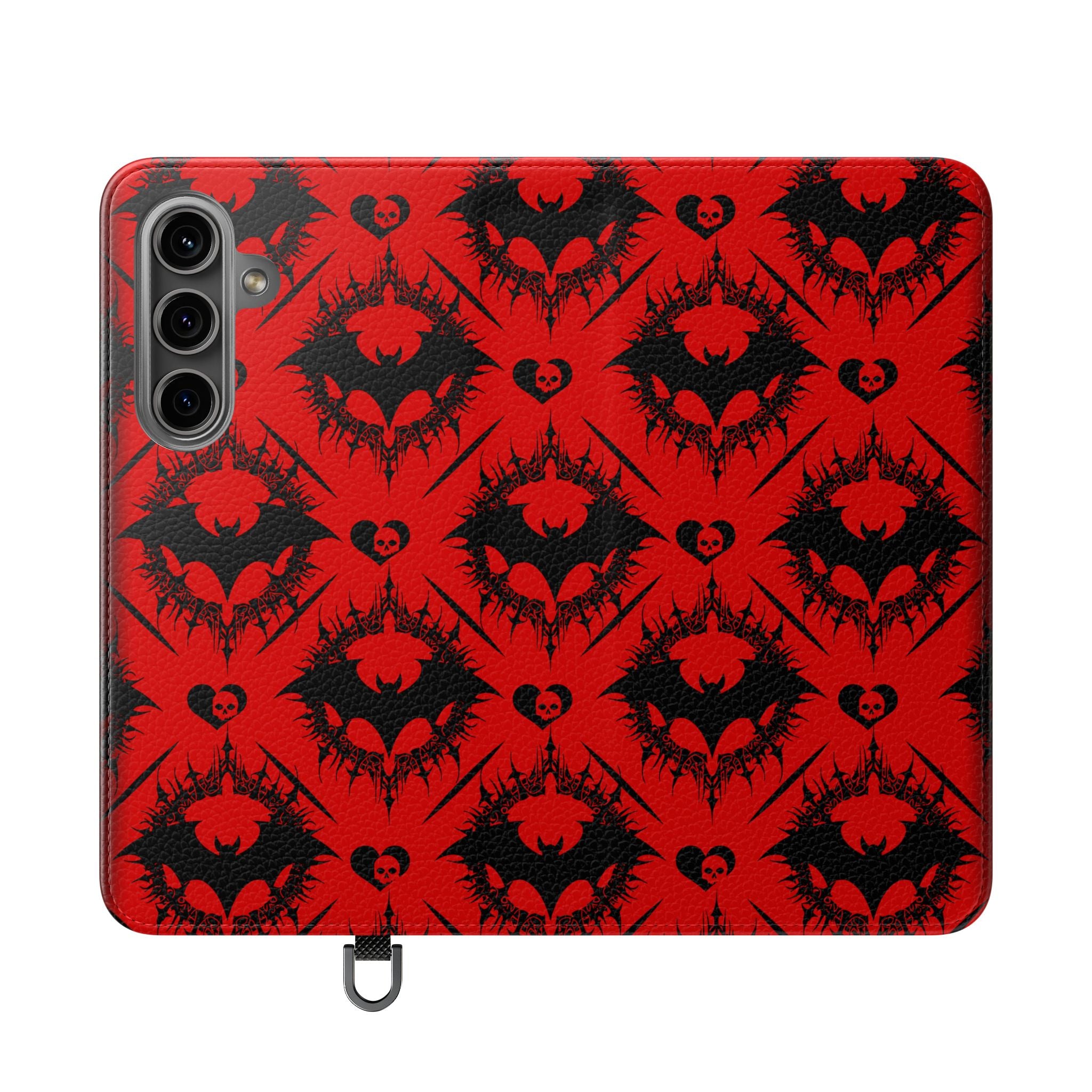 Gothic Bat Wallet Flip Case - Elegant Goth Phone Wallet - Bat Pattern Flip Case - Gothic Phone Case - Stylish Wallet Phone Case