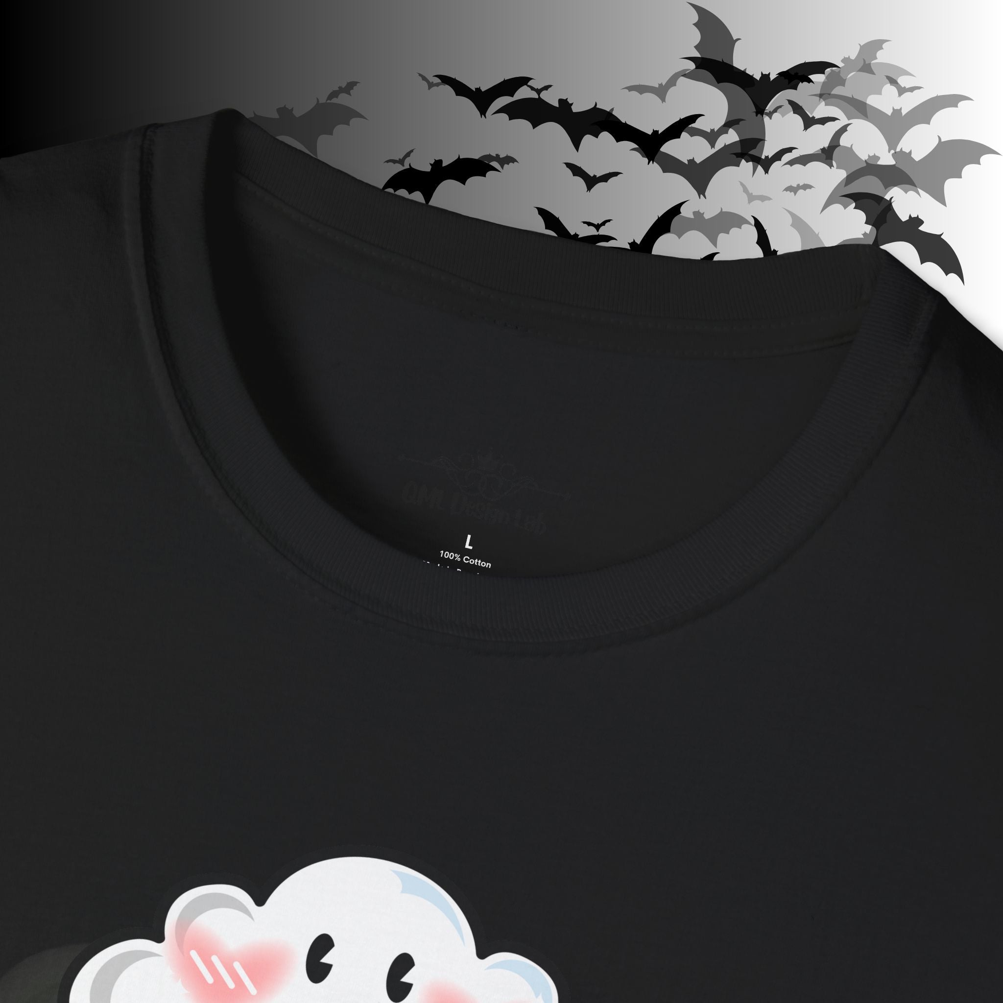 Rainbow Vomit Cloud Bat T-Shirt — Kawaii Goth Pride Unisex Tee