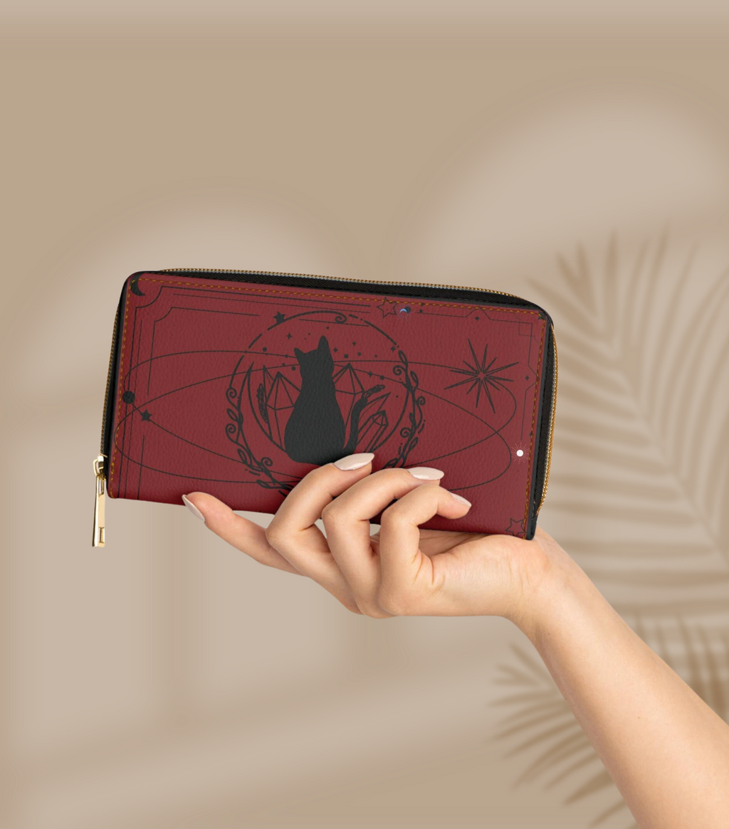 Goth Wallet Dark Academia Celestial Cat Zipper Wallet