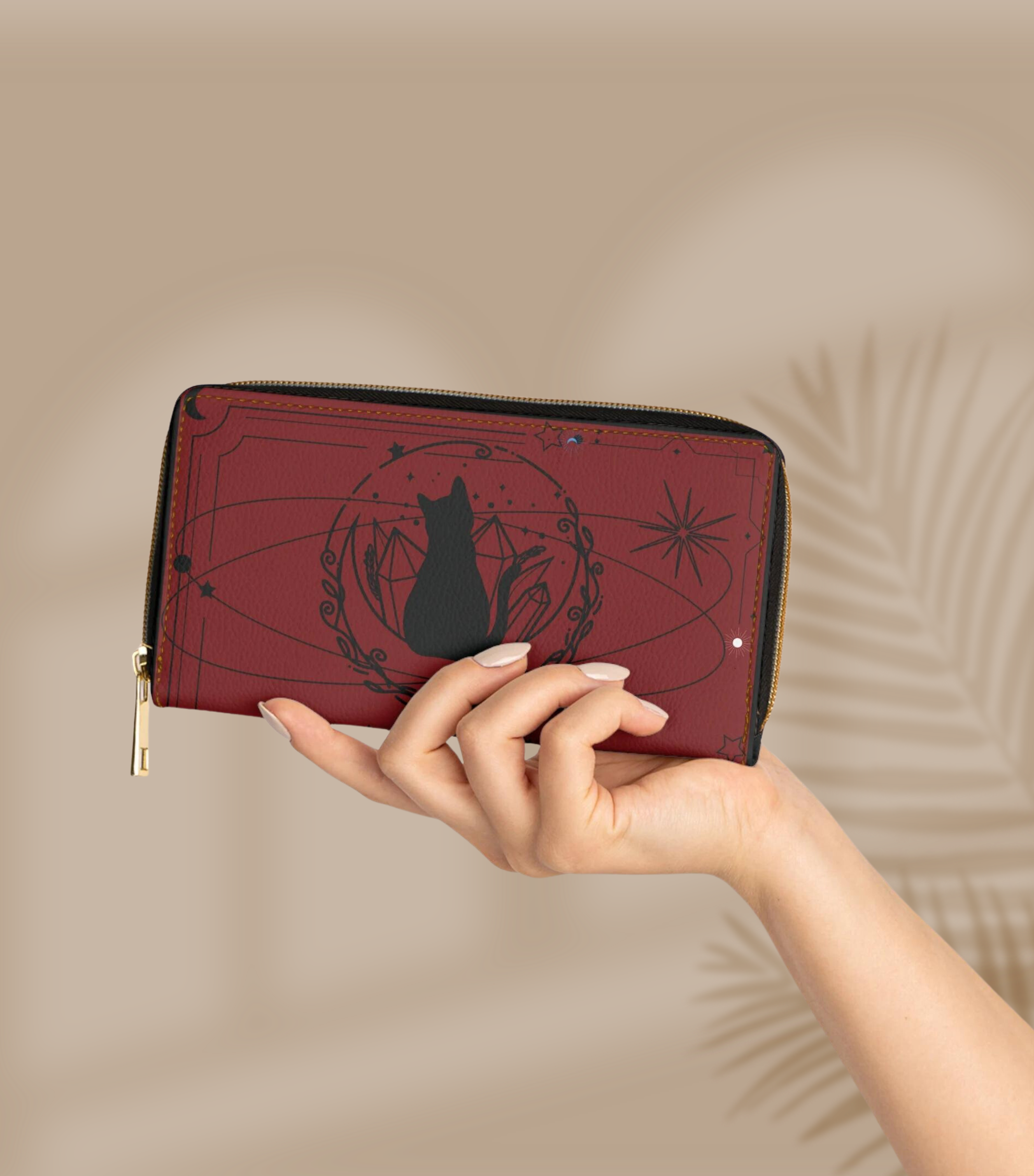 Goth Wallet Dark Academia Celestial Cat Zipper Wallet