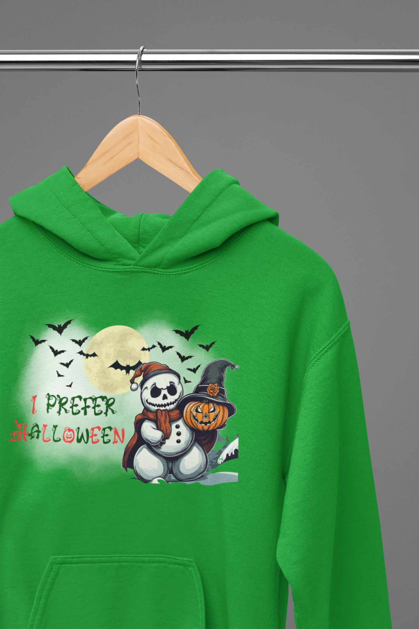 I Prefer Halloween Hoodie — Gothic Christmas Skull Snowman Pumpkin