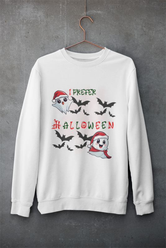 I Prefer Halloween Ghost Crewneck Sweatshirt — Kawaii Gothic Christmas