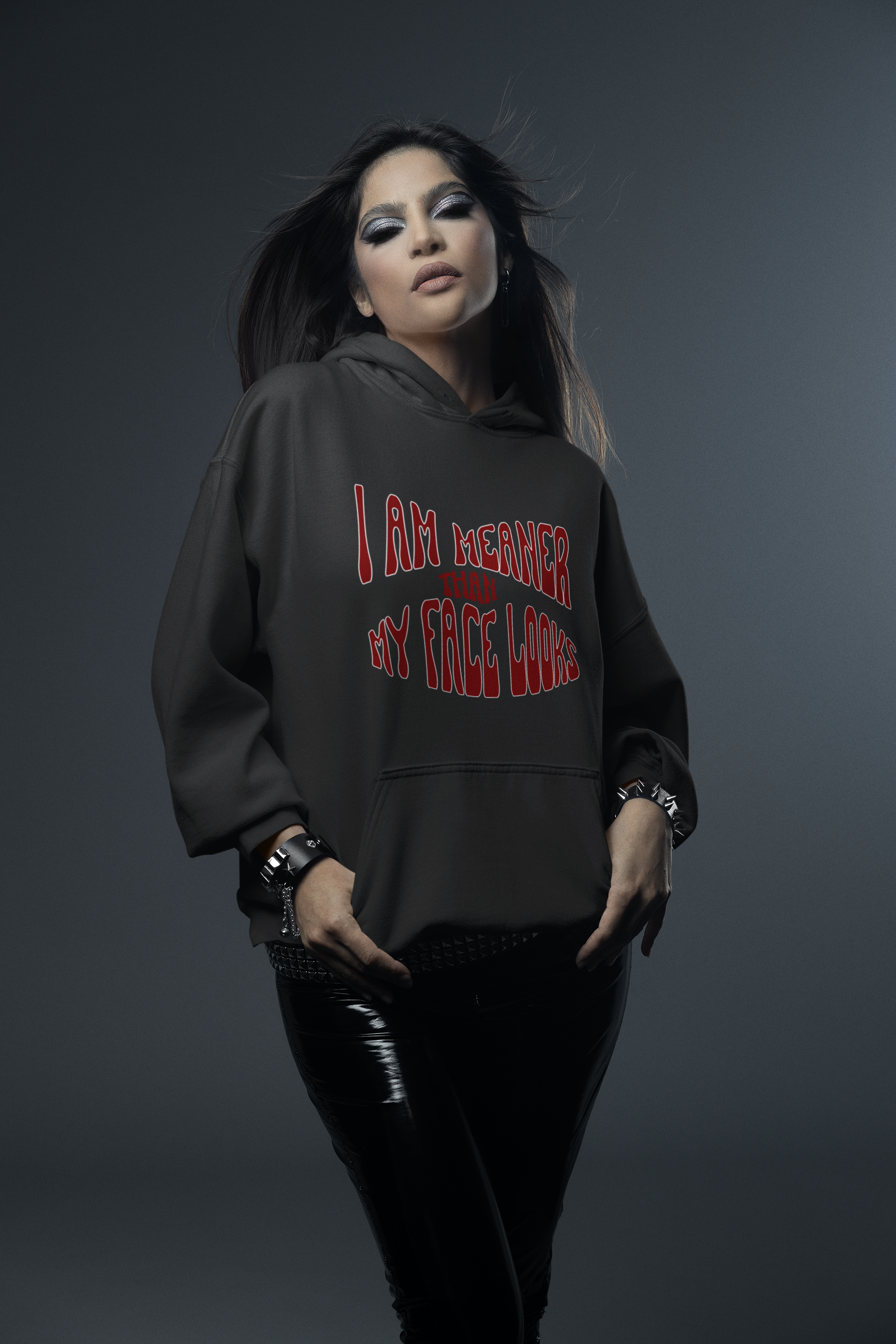 I Am Meaner Than My Face Looks Hoodie — Gothic Attitude Pullover