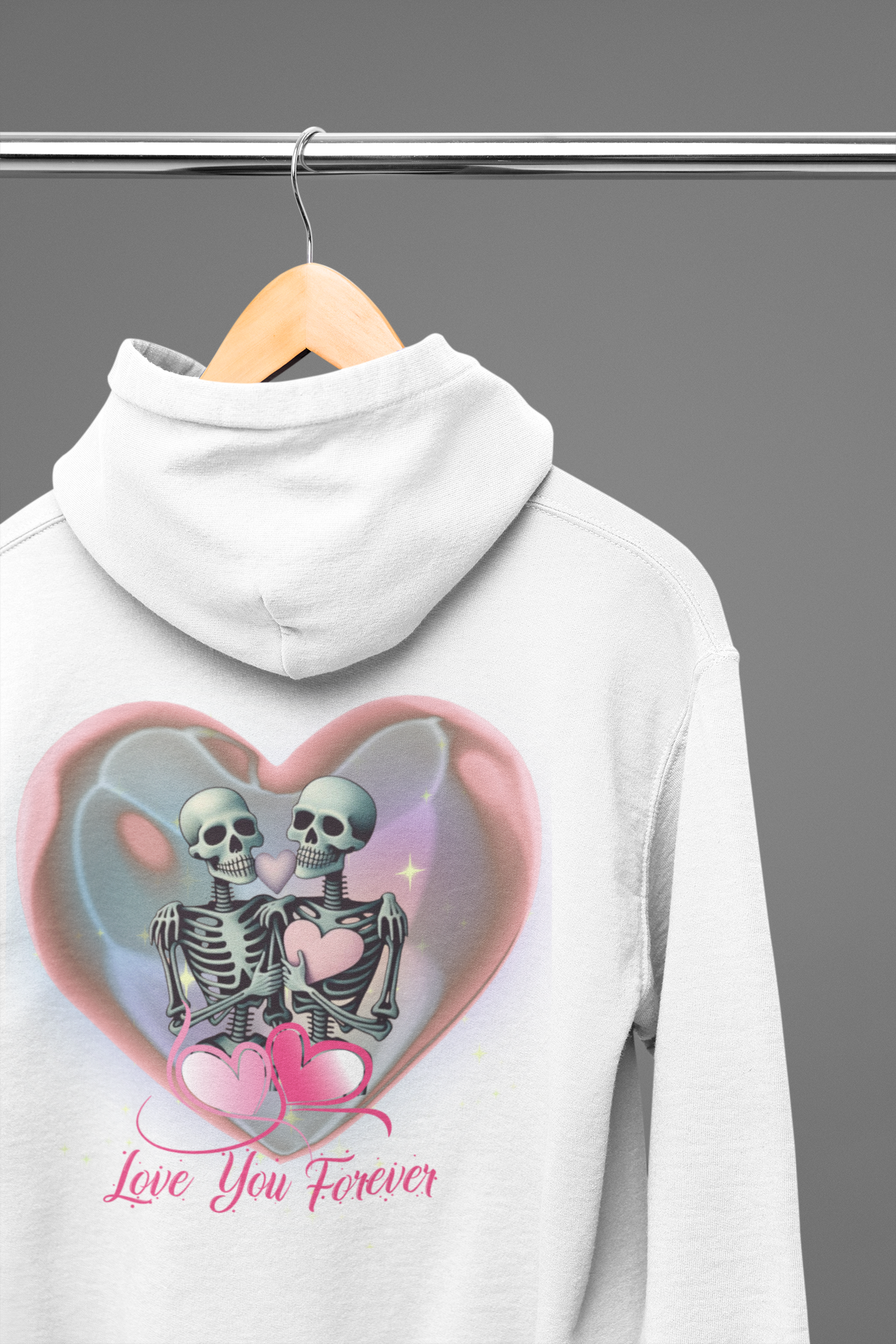 Love You Forever Skeleton Hoodie — Gothic Valentine's Couples Pullover